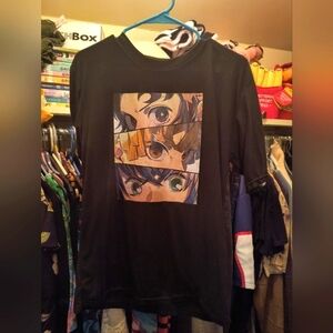 Black Graphic Kids T-Shirt Demon Slayer Tanjaro Nezuko Anime Manga Medium